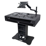 ProX DJCTBL2UCASE Control Tower DJ Stand with 2x 1U Rack, Laptop Arm, and Travel Cases for Pioneer XDJ-XZ, DDJ-1000 SRT, RANE One and SX3 - Black - Hollywood DJ