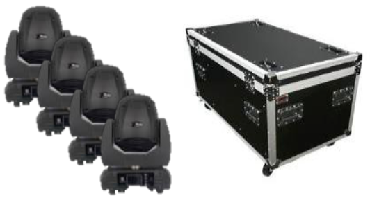 Encore Pro Lighting 4Pk AuraBeam 150 LED w/ Roadcase - 150w LED Moving Head Beam w/ ArtNet and 5 Pin DMX - Hollywood DJ