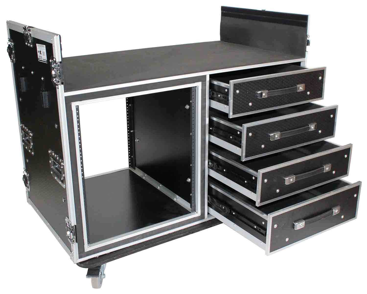 ProX XS-12U4DTWCO Dual-Table Case and Mixing Console Workstation with Casters - Hollywood DJ