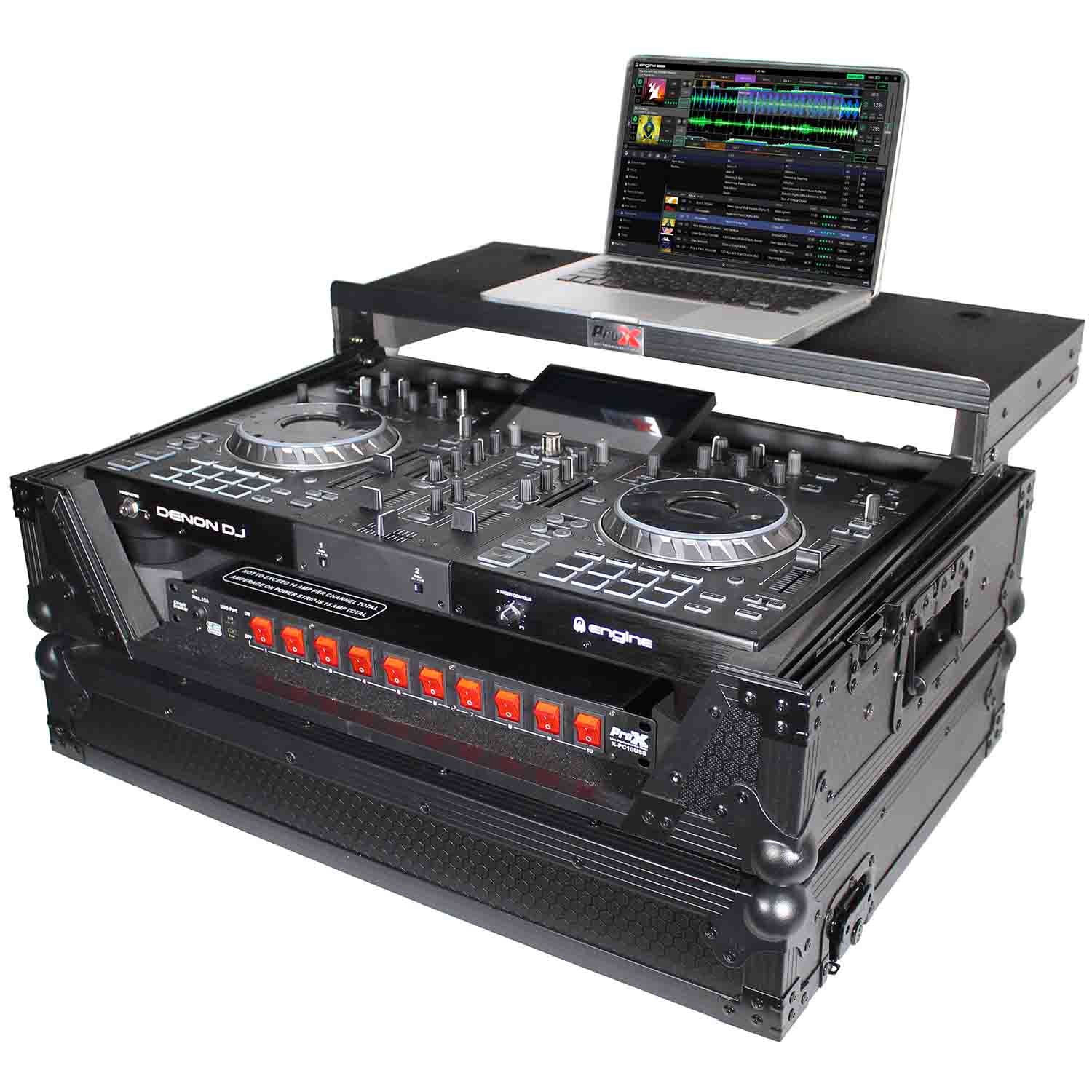 ProX XS-PRIME2 LTBL DJ Flight Case for Denon Prime 2 Standalone DJ System - Black on Black - Hollywood DJ