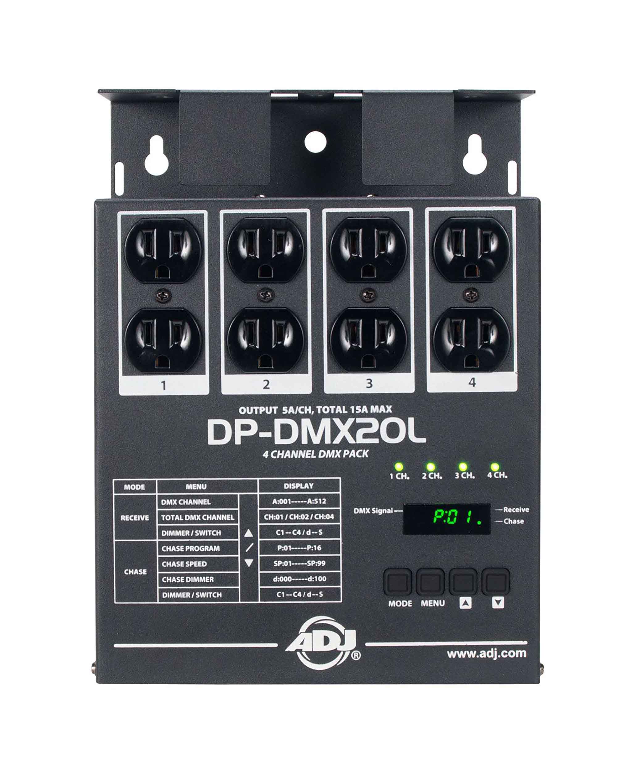 ADJ DP-DMX20L, Compact Portable DP, 4-Channel Universal DMX Dimmer and Switch Pack by ADJ