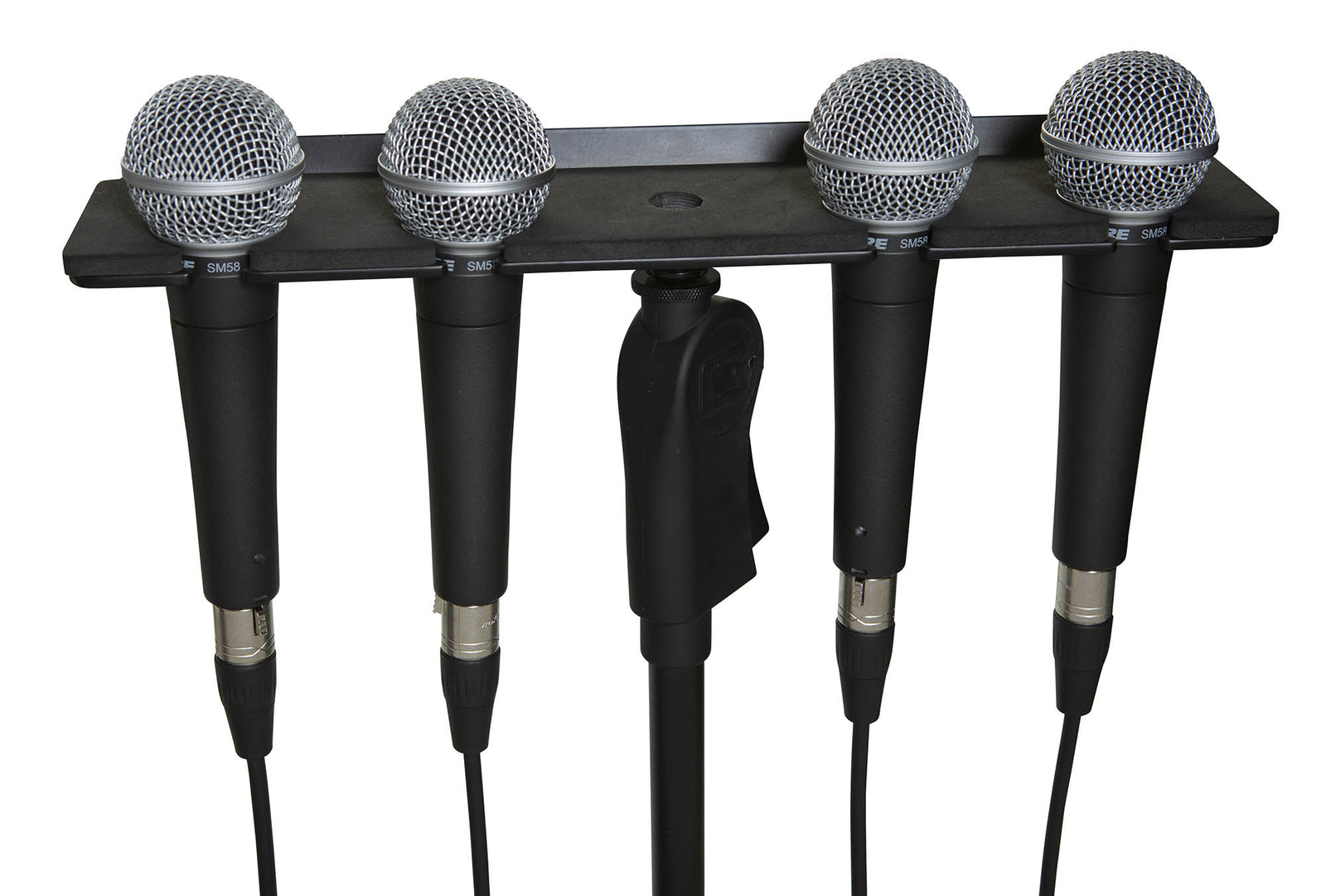 Gator Frameworks GFW-MIC-4TRAY Multi Mic Holder Ð Four (4) Mics - Hollywood DJ