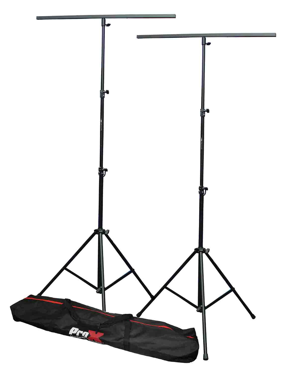 ProX T-LS03M-9FTPKG DJ Lighting Stand Package with 2 Stands Square T-Bars Carry Case - 9 Feet Height by ProX Cases