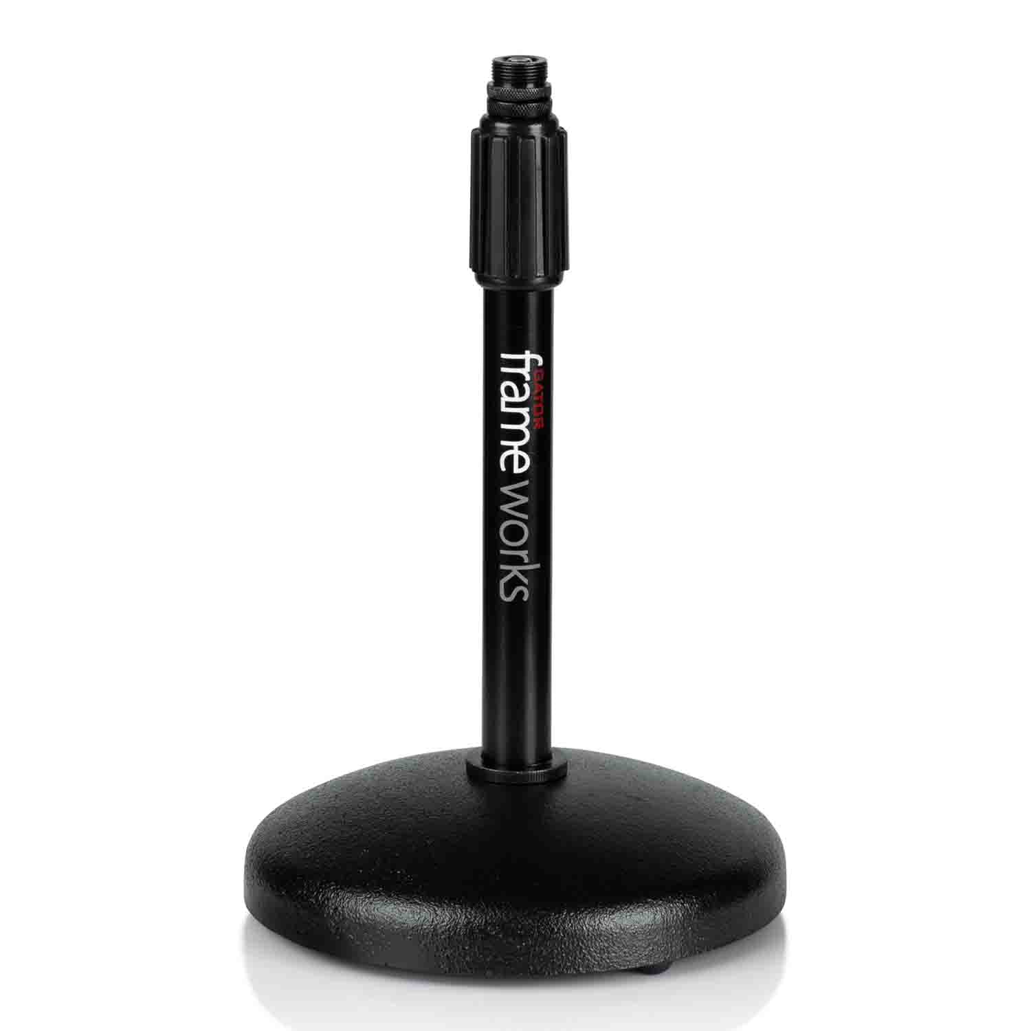 Gator Frameworks GFW-MIC-0501 Desktop Microphone Stand with Round Weighted Base and Adjustable Height - Hollywood DJ