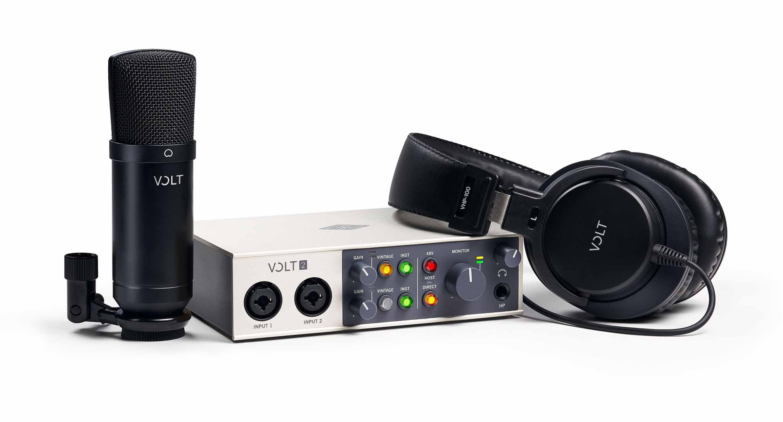 Universal Audio Volt 2 Studio Pack for Recording and Podcasting with USB Interface - Hollywood DJ