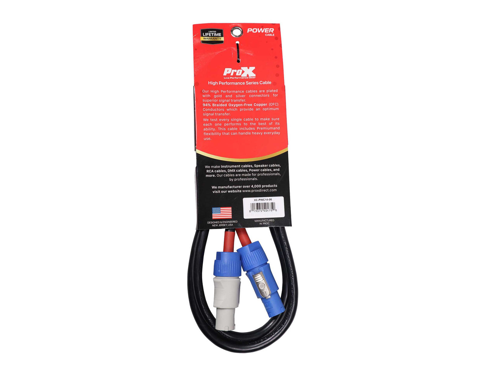 ProX XC-PWC14-06, 14 AWG High Performance Link Grey Male to Blue Male for Powercon Compatible Devices - 6 Feet by ProX Cases