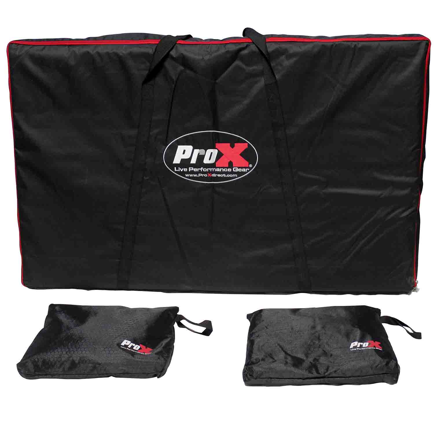 ProX XF-4X3048B MK2 Four Panel DJ Facade Black Collapse and Go Facade Panels with Carry Bag – Black/White Scrims - Hollywood DJ