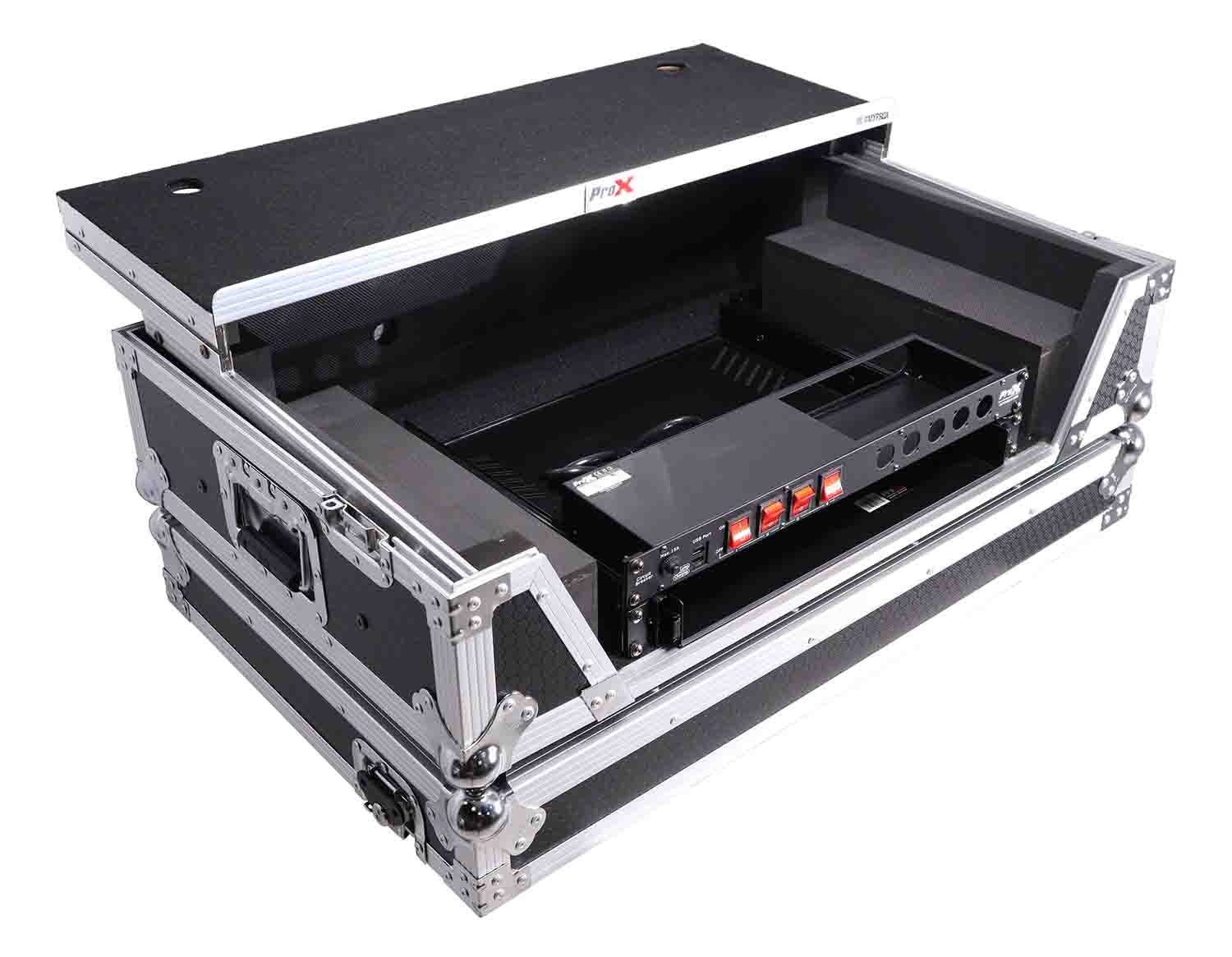 PROX XS-REV71K2U WLT LED ATA Style Flight Case for Pioneer DDJ-REV7 DJ Controller with 2U Rack Space Laptop Shelf Wheels LED - Hollywood DJ