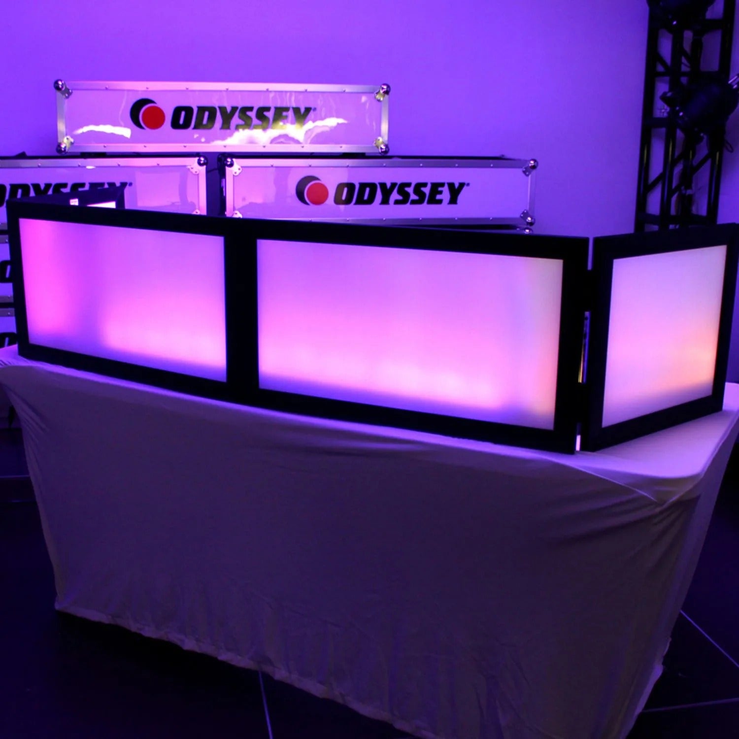 B-Stock: Odyssey SWFTT5816B, 58 X 16 Inches White Pro DJ Facade With Black Frame - Hollywood DJ