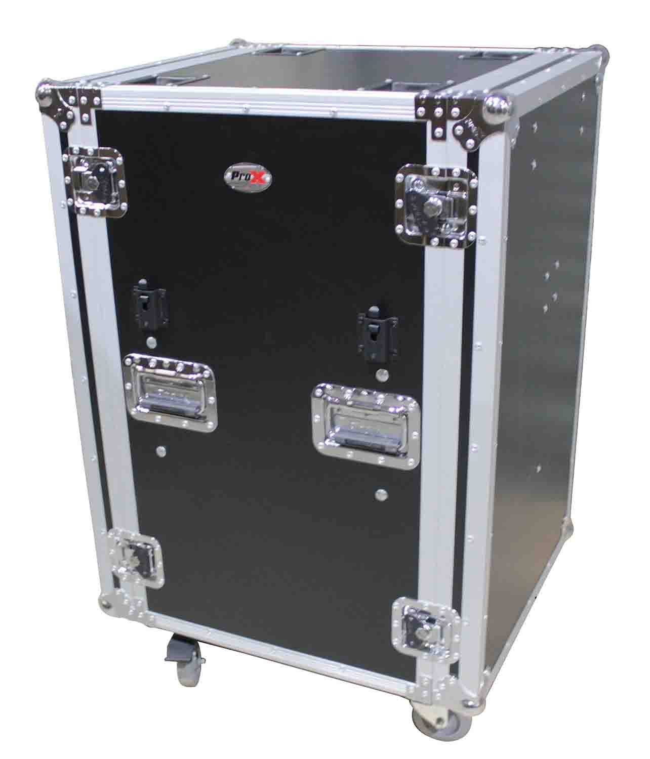 ProX T-16RSPWDT 16U Vertical Shockproof Amp Rack Case with Casters and Side Tables 19" Depth - Hollywood DJ