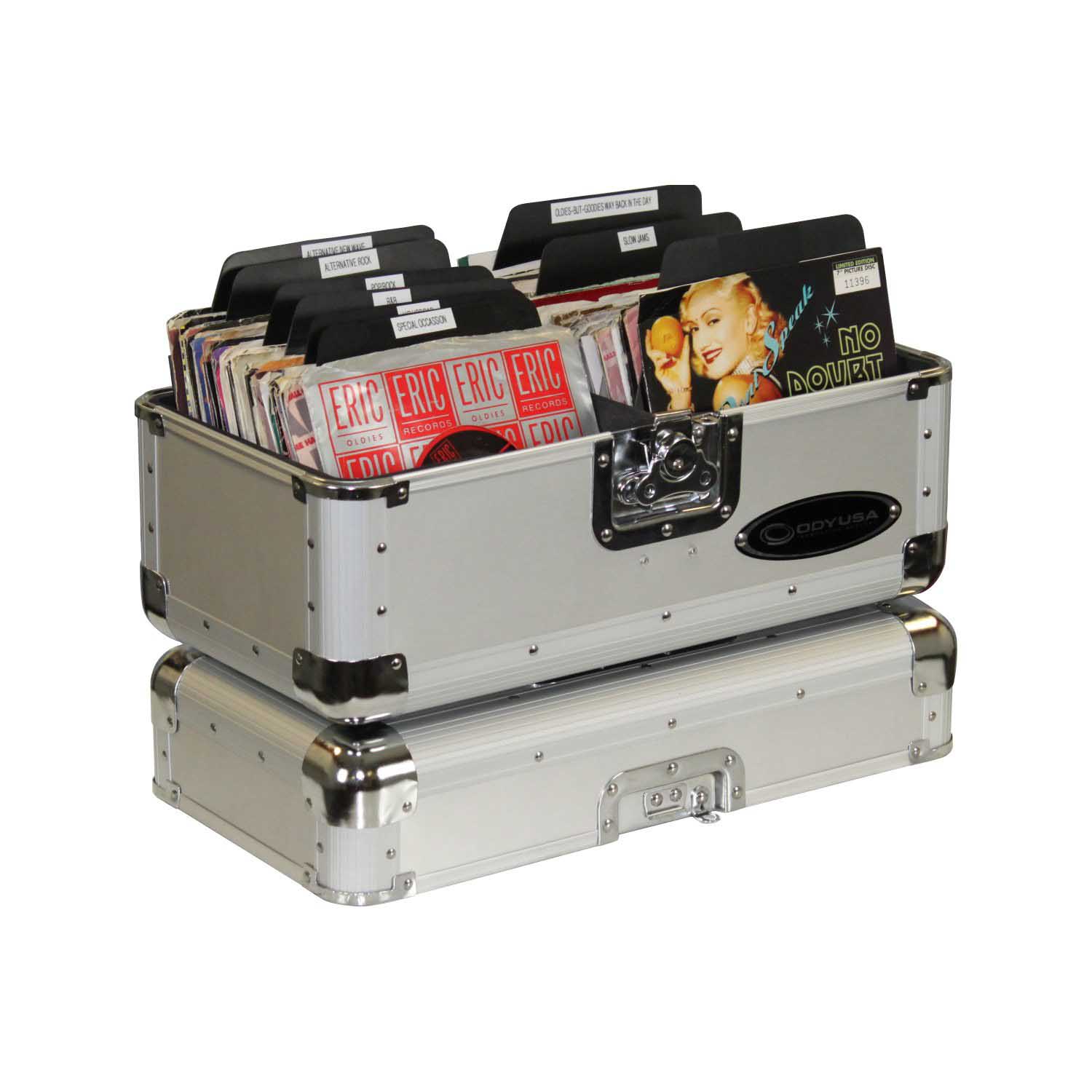 Odyssey K45120SIL Krom Record Utility Case for 120 7” Vinyl Records - Silver - Hollywood DJ