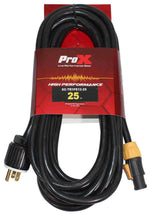 ProX XC-TR1FE12-25, 12AWG 120VAC Male Edison NEMA 5-15P to Seetronic Powerkon for Powercon Compatible Devices - 25 Feet - Hollywood DJ