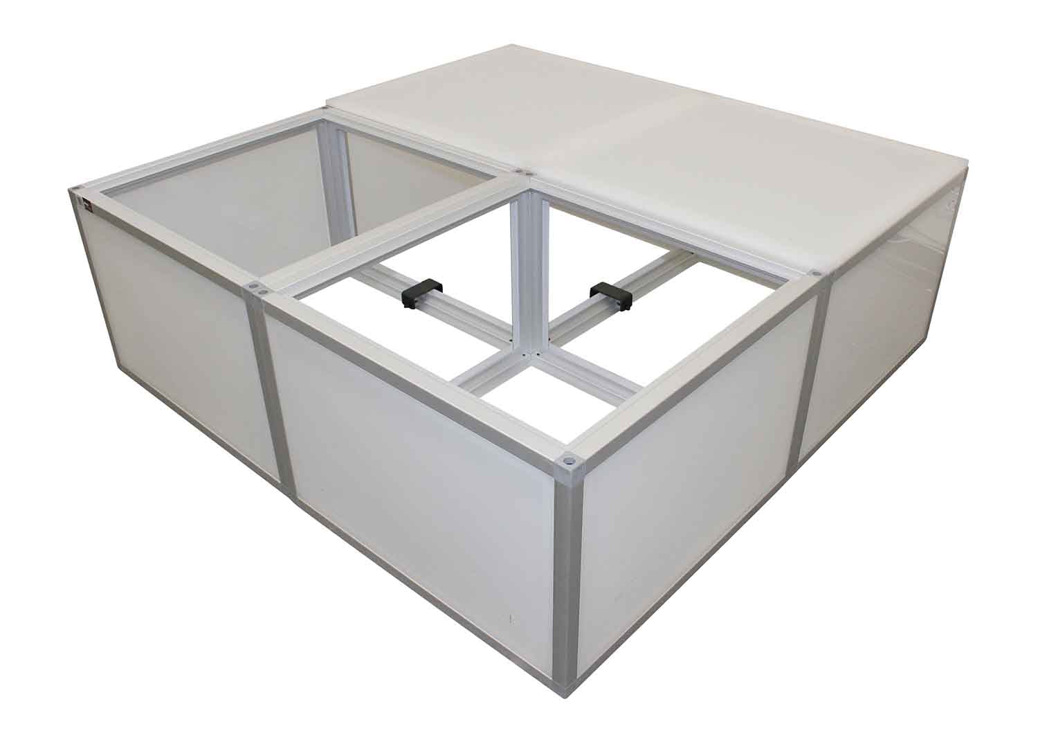 ProX XSA-2X2-24 LUMOStage High Acrylic Platform Riser Section with Clamps and 4 Side Acrylic Covers - 2 Foot X 2 Foot X 24 Inch - Hollywood DJ