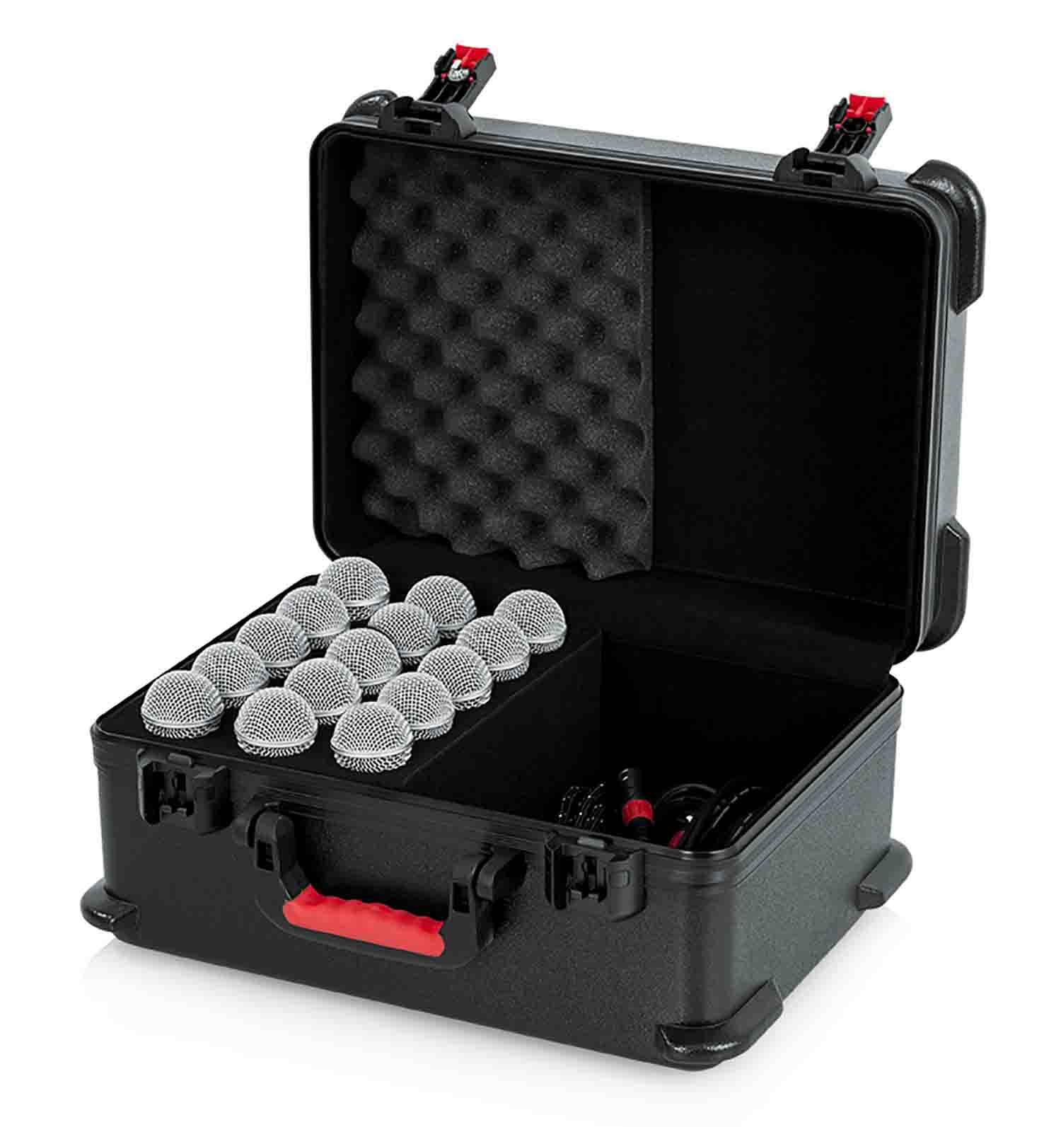 Gator Cases GTSA-MIC15 DJ Case for 15 Wired Microphones with Foam - Hollywood DJ