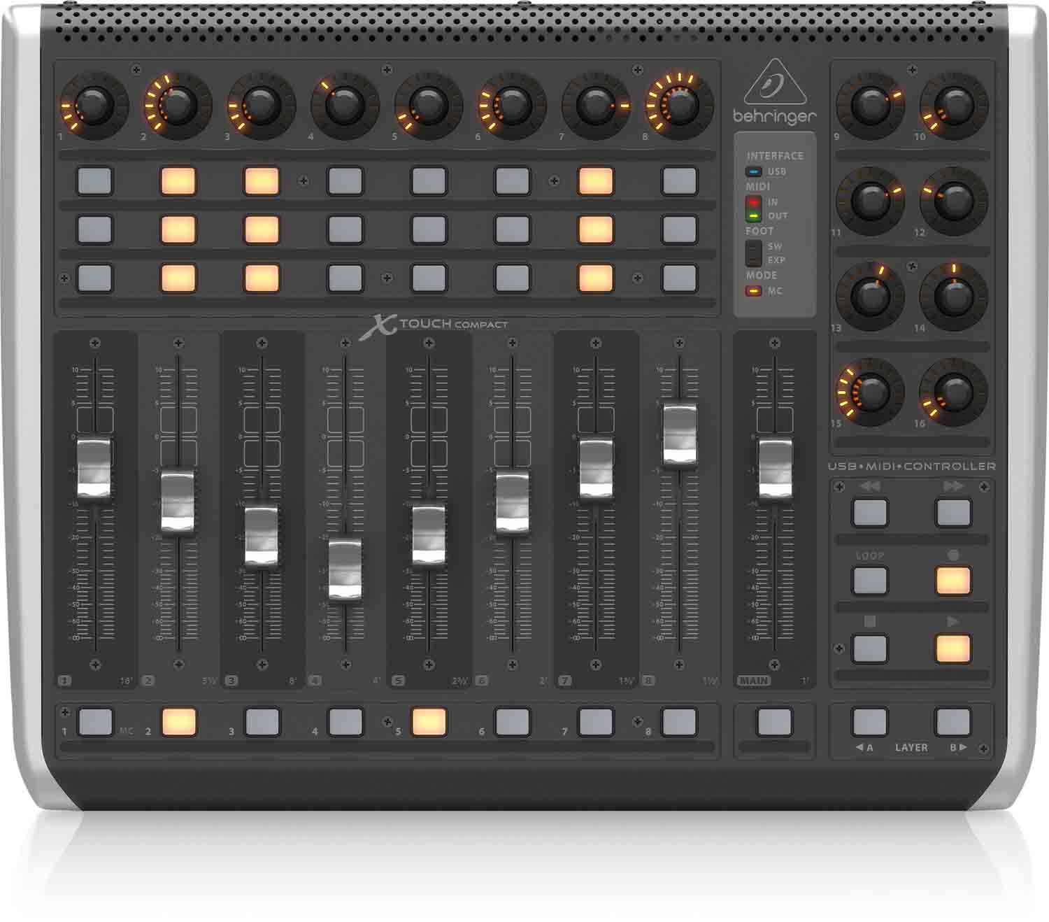 B-Stock: Behringer X-TOUCH COMPACT Universal USB/MIDI Controller with 9 Touch-Sensitive Motor Faders - Hollywood DJ