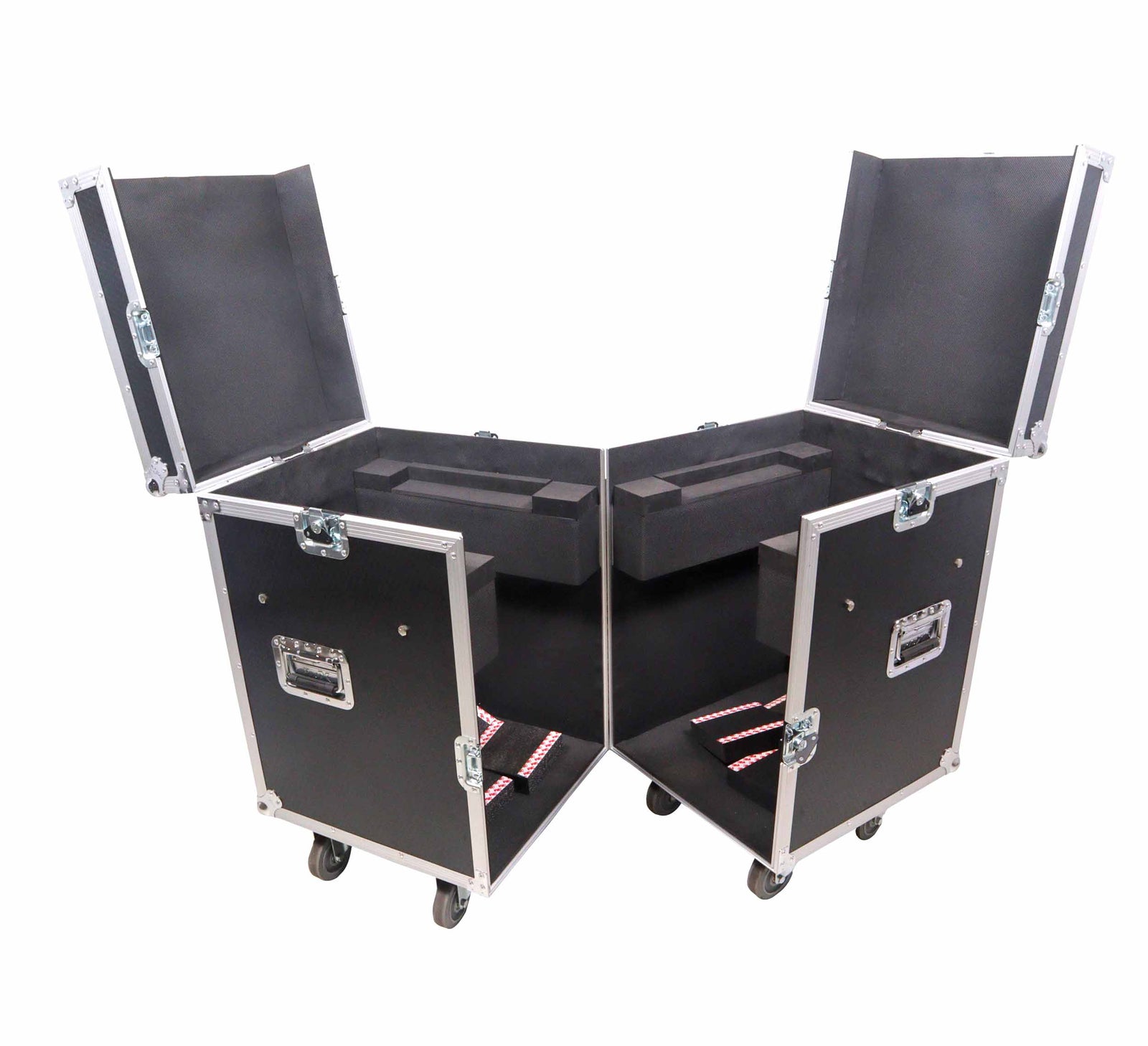 ProX XS-MH275X2W, ATA Flight Style Road Case for (2) Moving Head Lighting Fixtures with (6) 4-inch Casters by ProX
