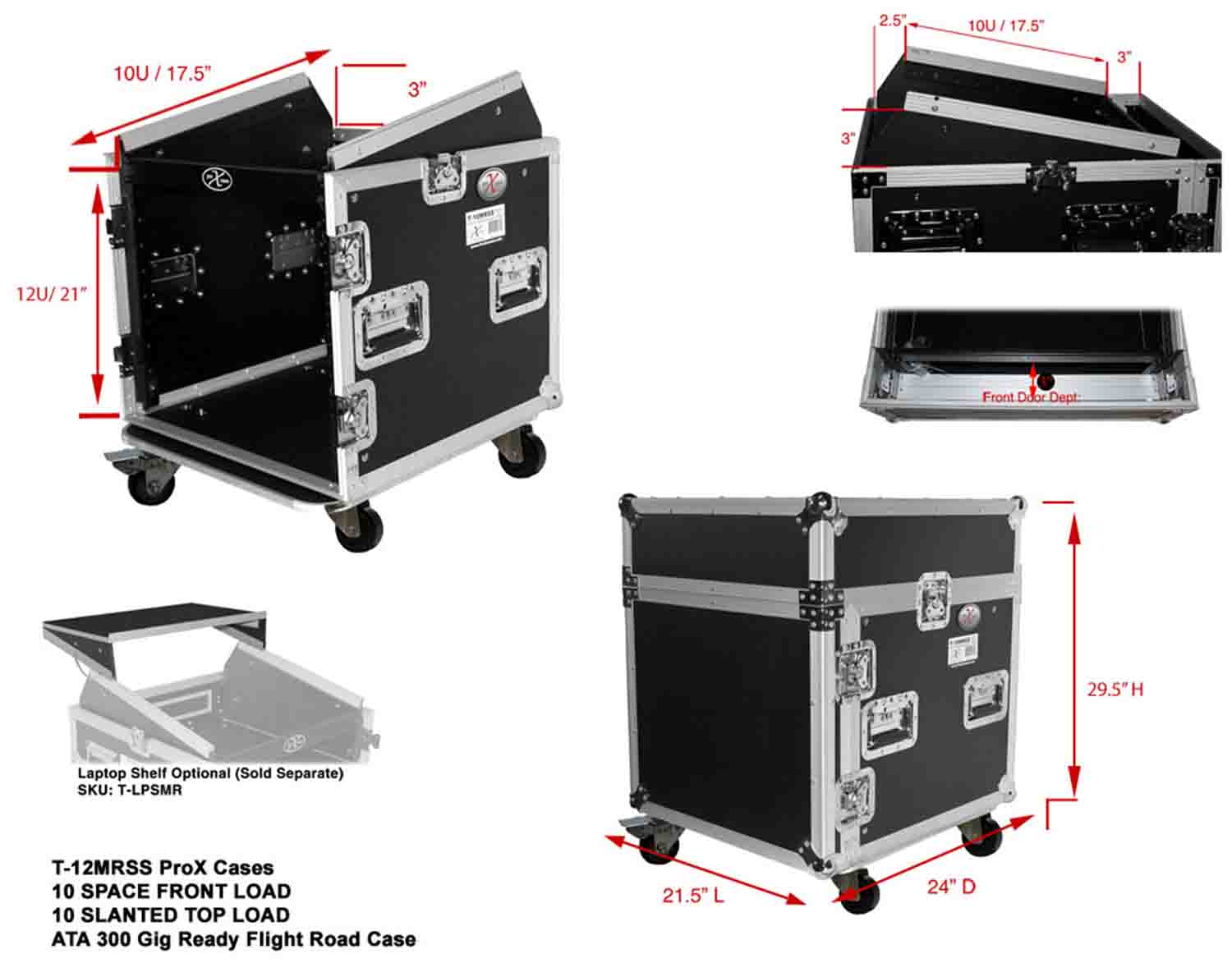 ProX T-12MRSSMK2 12U Rack x 10U Top Mixer DJ Combo Flight Case - Hollywood DJ