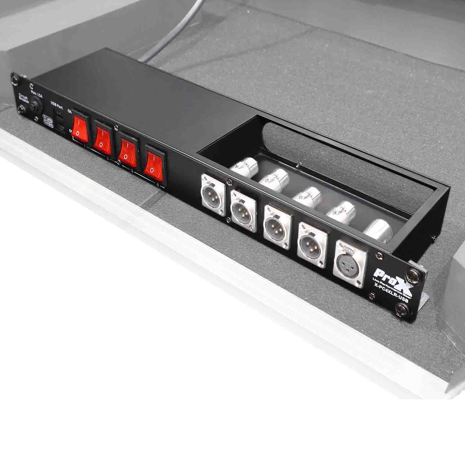 ProX X-PC4XLR-USB 1U 15 Amp Circuit 4CH Switch Panel W-2 USB and 5 Punched Space - Hollywood DJ