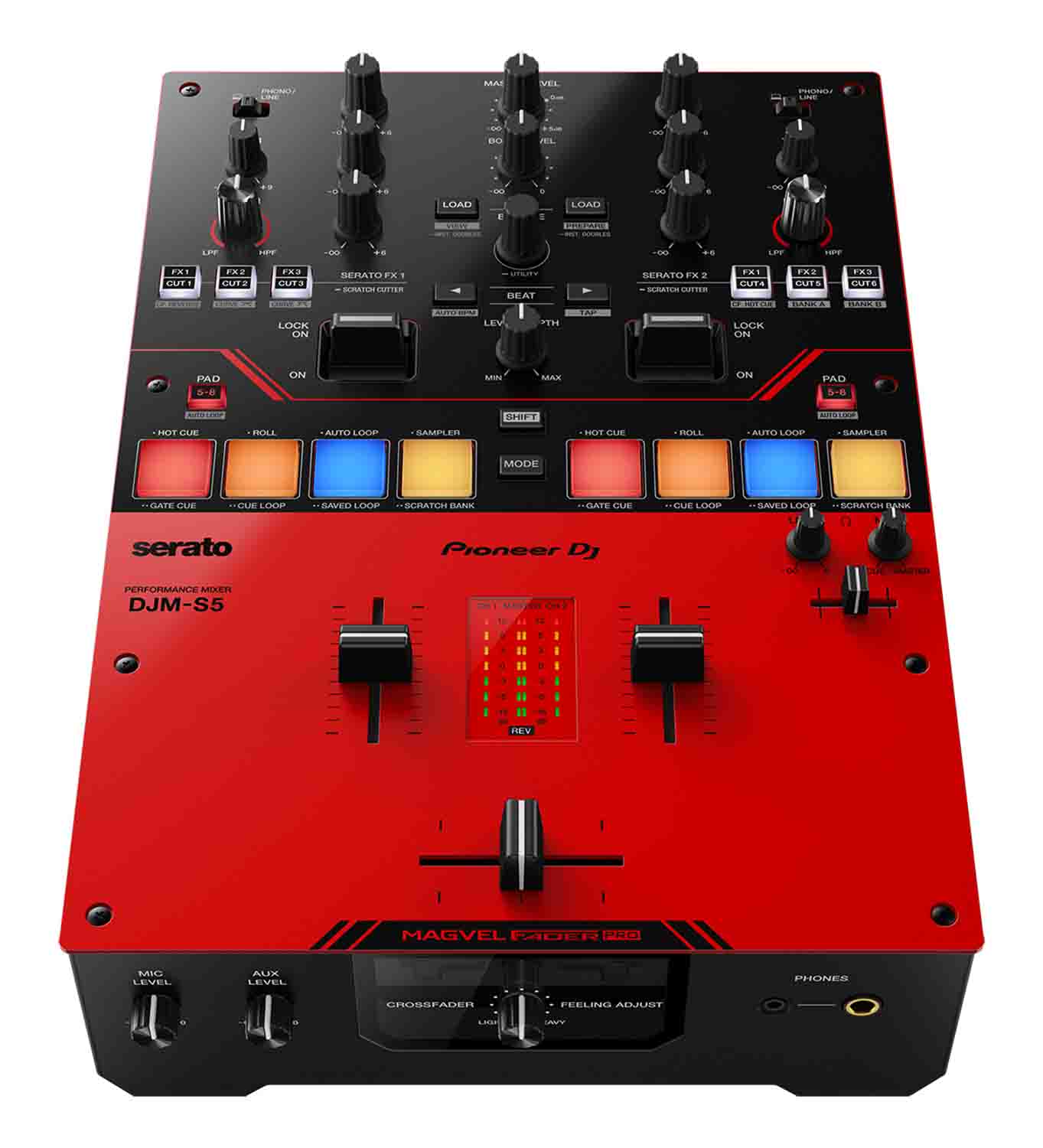 Open Box: Pioneer DJ DJM-S5 Scratch Style 2-Channel DJ Mixer for Serato DJ Pro - Gloss Red Pioneer DJ