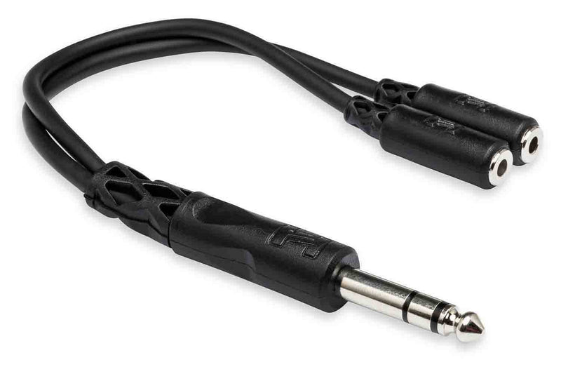 Hosa YMP-234 Y Cable, 1/4 in TRS to Dual 3.5 mm TRSF - Hollywood DJ