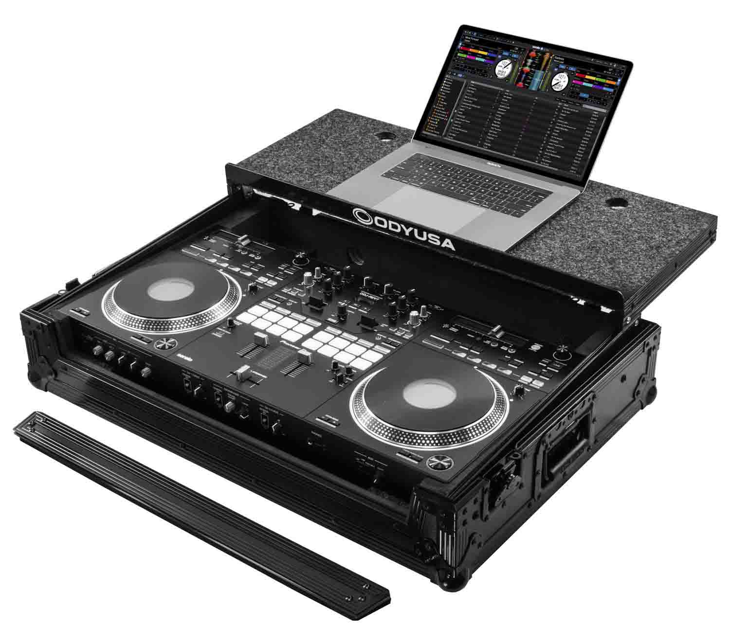 Odyssey FZGSREV7WBL Flight Case for Pioneer DDJ-REV7 Label Glide Style with Wheels - Black - Hollywood DJ