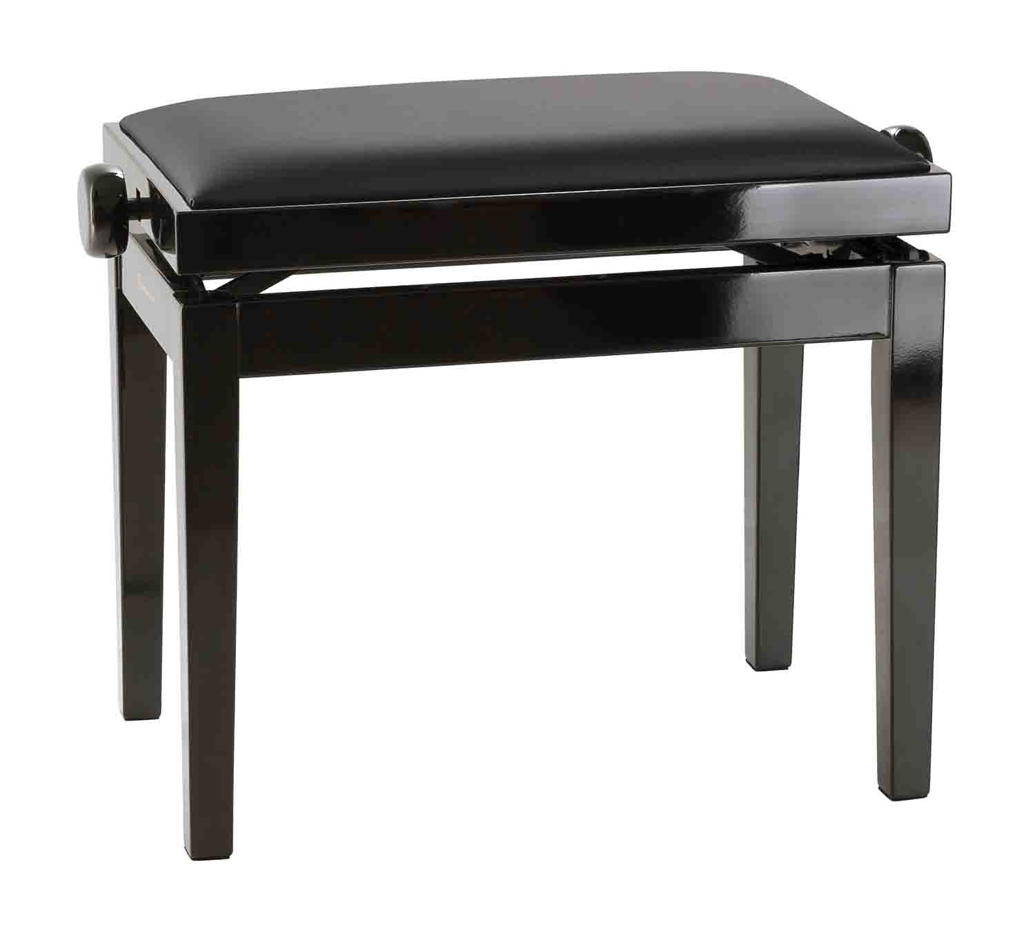 K&M 13971 Piano Bench-Gloss Finish with Imitation Leather Seat - Black - Hollywood DJ