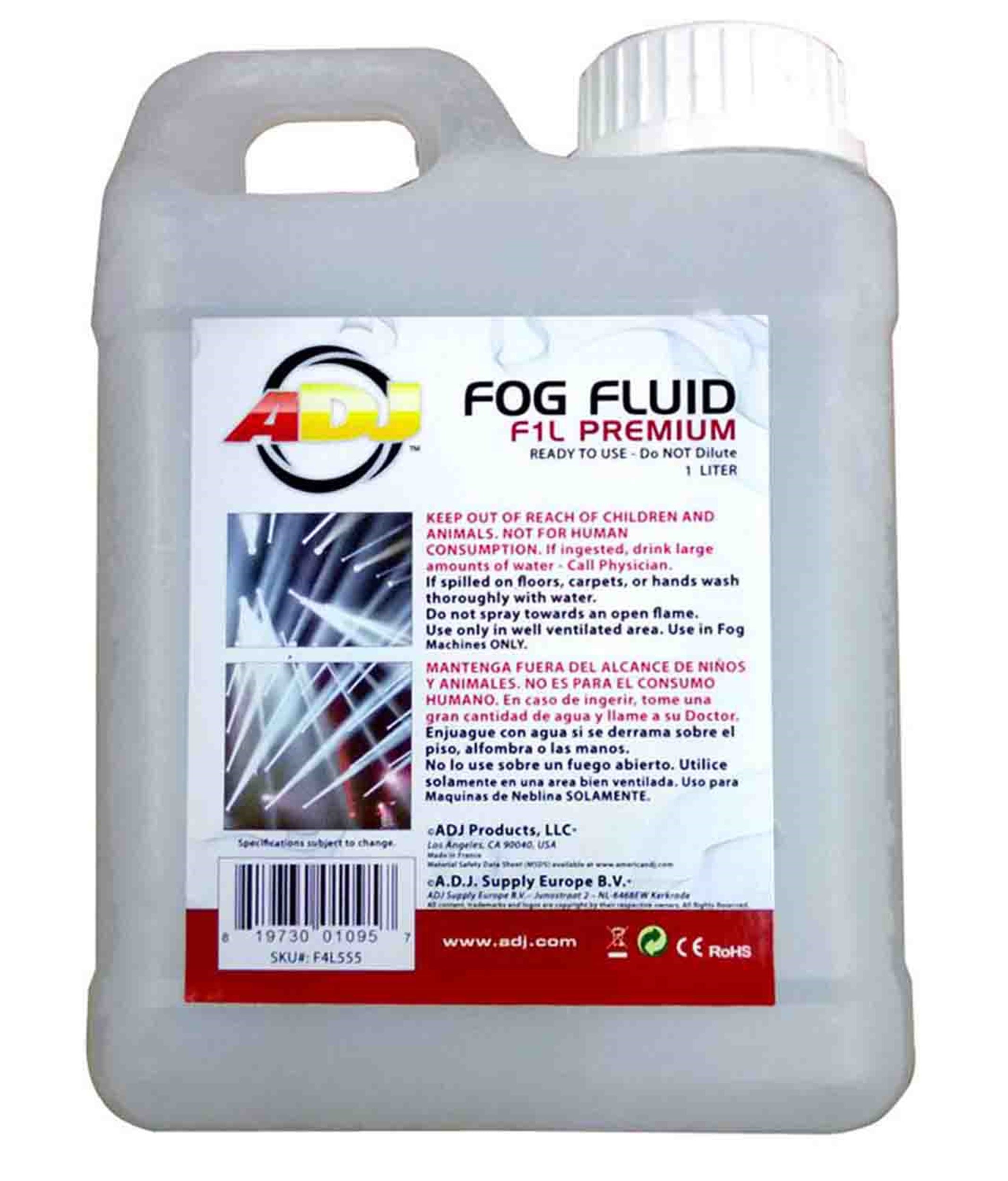 ADJ F1L PREMIUM Water Based Fog Fluid - 1 Liter by ADJ