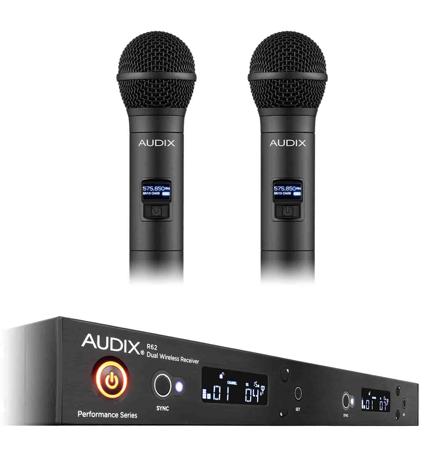 Audix ADX40 AP62OM2 Dual-Channel True Diversity Receiver with Two H60 OM2 Handheld Microphone Transmitters - Hollywood DJ