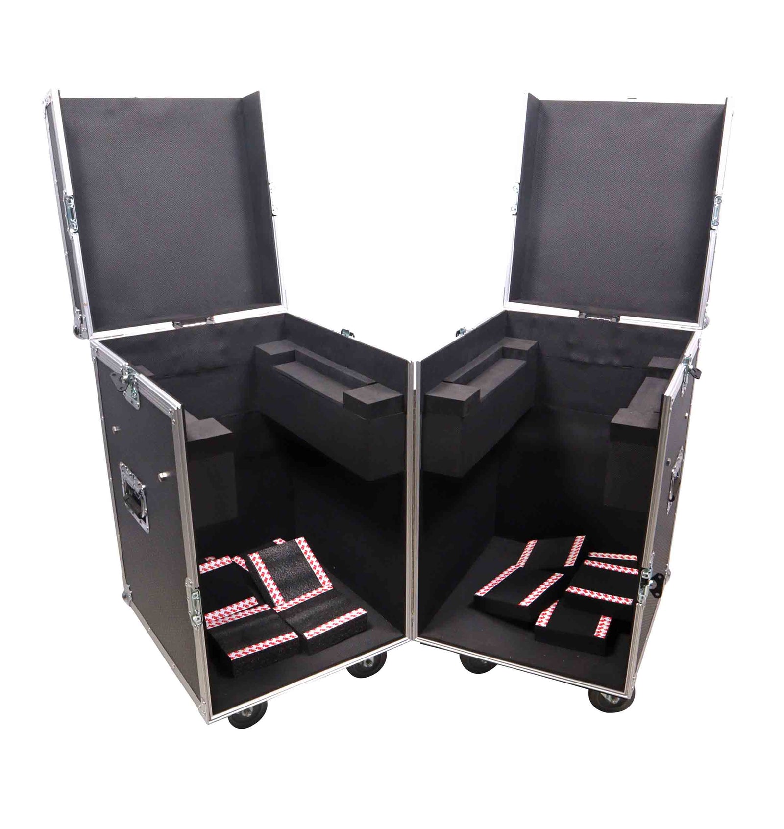 ProX XS-MH275X2W, ATA Flight Style Road Case for (2) Moving Head Lighting Fixtures with (6) 4-inch Casters by ProX