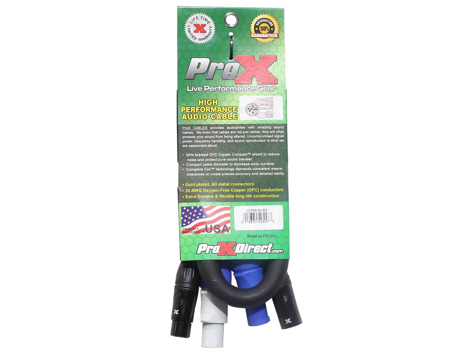 ProX XC-PWC14-XLR06 XLR to Blue and Gray Link Cable Powercon Compatible Devices - 6 Feet by ProX Cases
