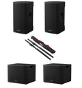 Pioneer DJ XPRS Active Subwoofers Package with ProX Speaker Pole Mounts Adjustable - Hollywood DJ