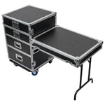 Odyssey FZWB4WDLX DJ Flight Case for Deluxe Four Drawer Workbox Tour with Casters And Side Table Odyssey