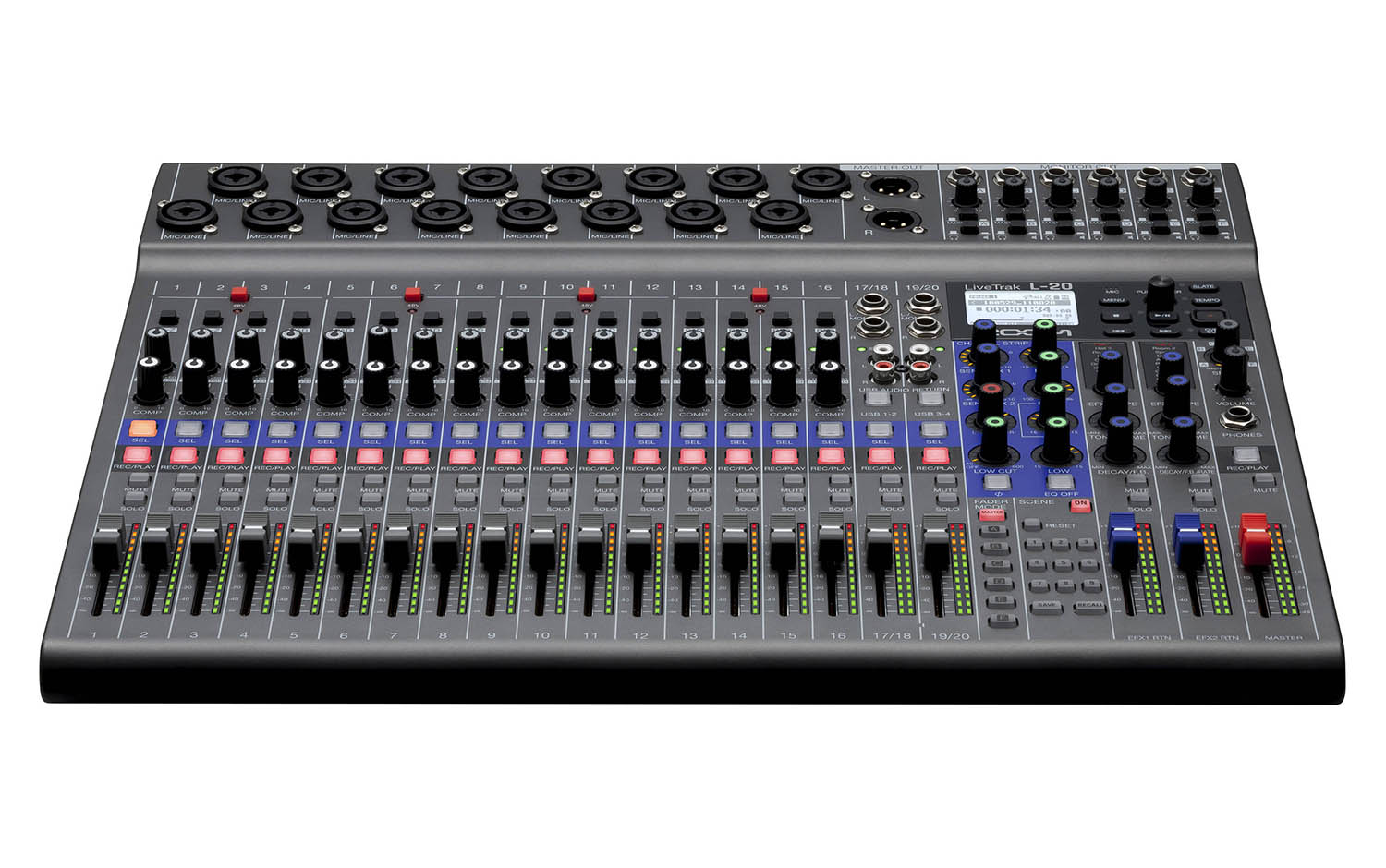 Zoom LiveTrak L-20 Digital Console With 16 Mono Mic/Line Inputs And Two Stereo Inputs - Hollywood DJ