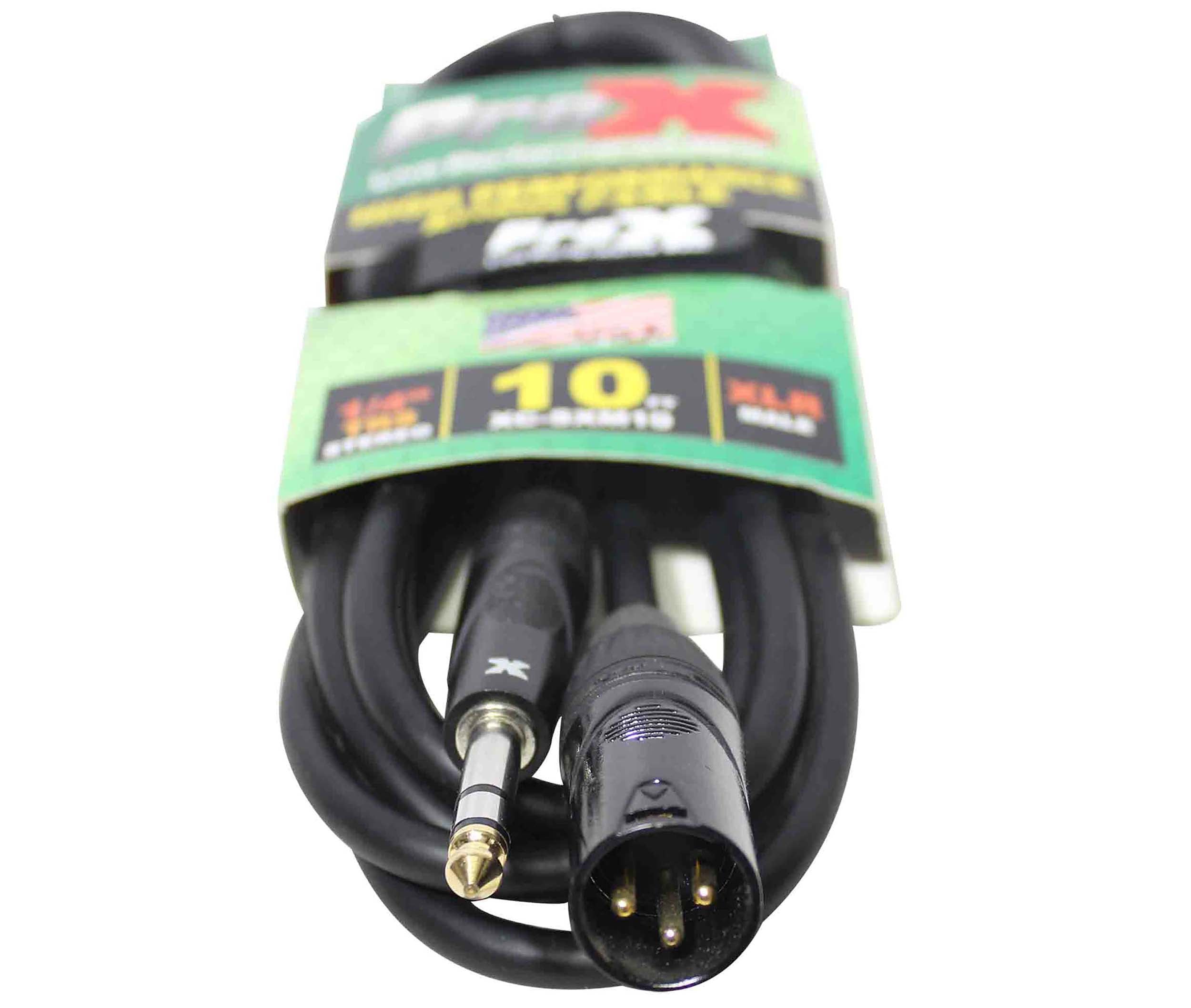 Prox XC-SXM10 Balanced XLR3-M to 1/4" TRS-M High Performance Audio Cable - 10 Feet by ProX Cases