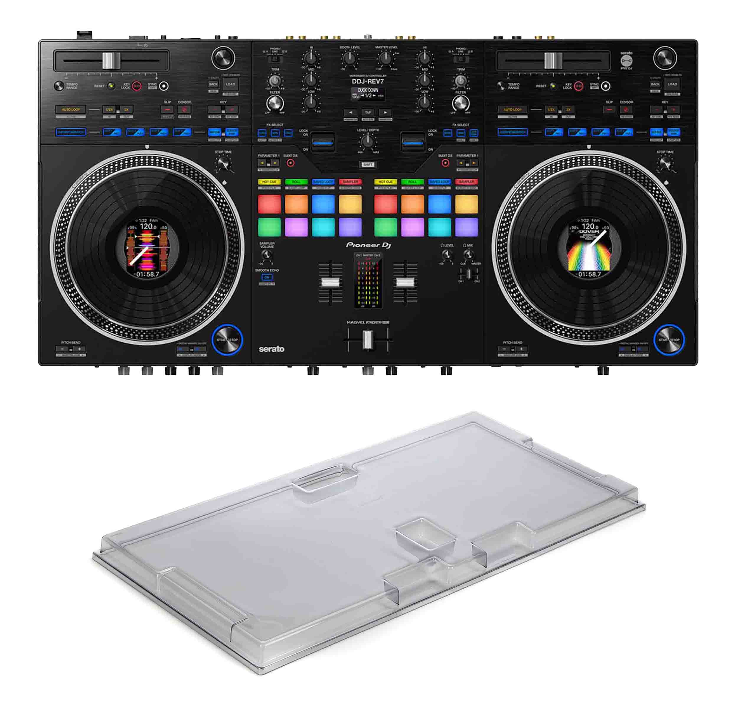 Pioneer DDJ-REV7, 2-Channel DJ Controller Package with Decksaver Cover - Hollywood DJ