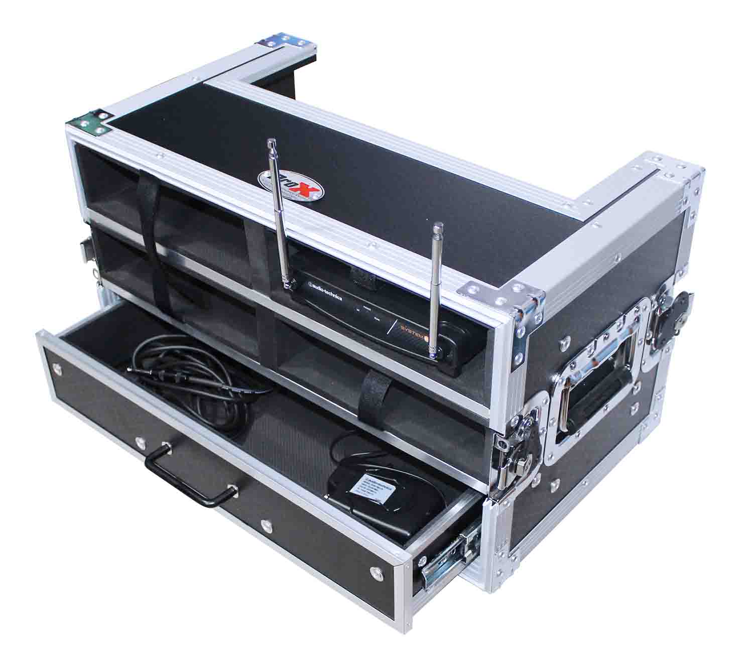 ProX XS-4WM2DR Wireless Microphone Case for 4 Units with 2U Rack Drawer - Hollywood DJ