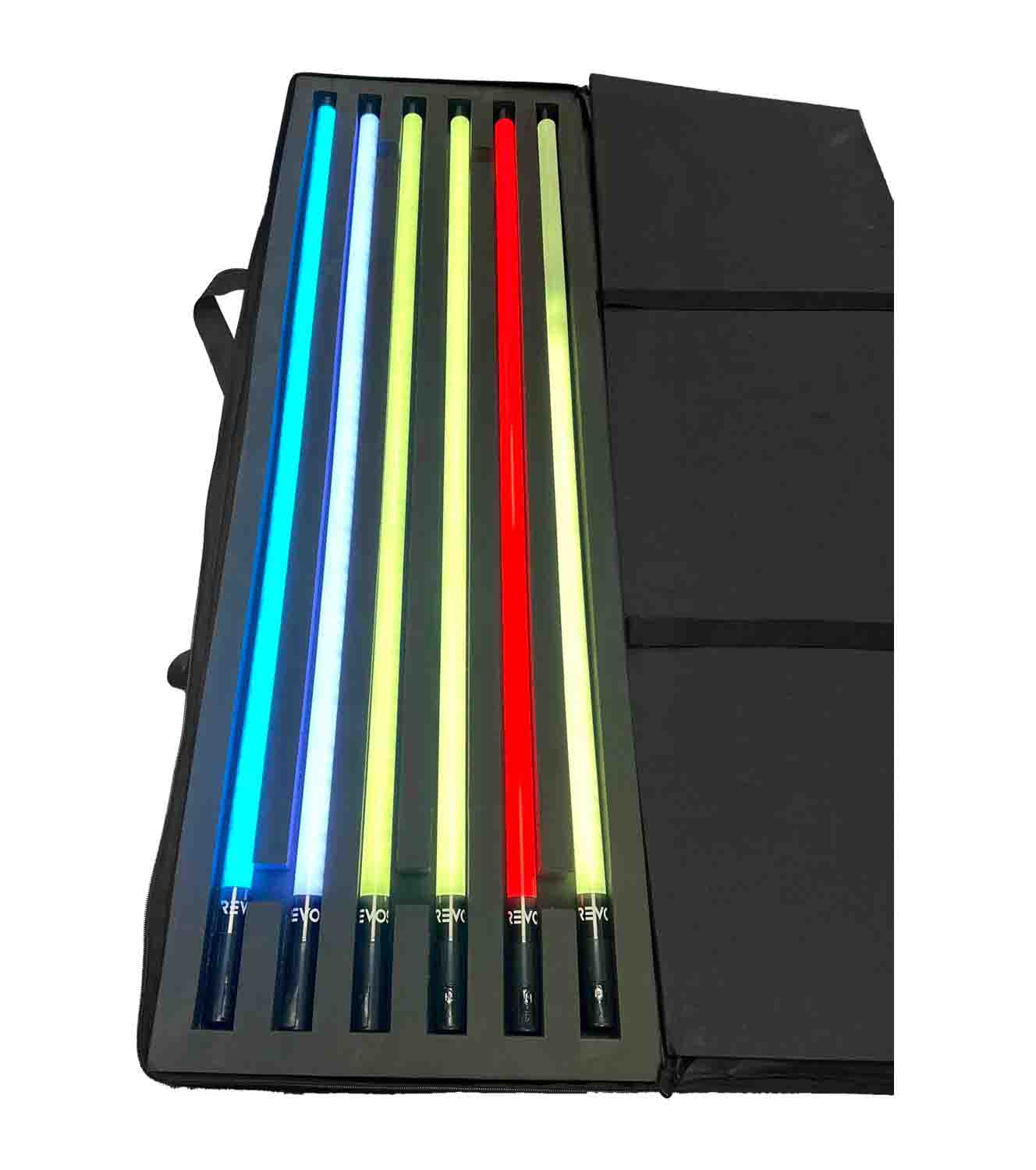 RevoSpin RGB Tube Bar Lights Set Of 6 Plus Travel Bag - Hollywood DJ
