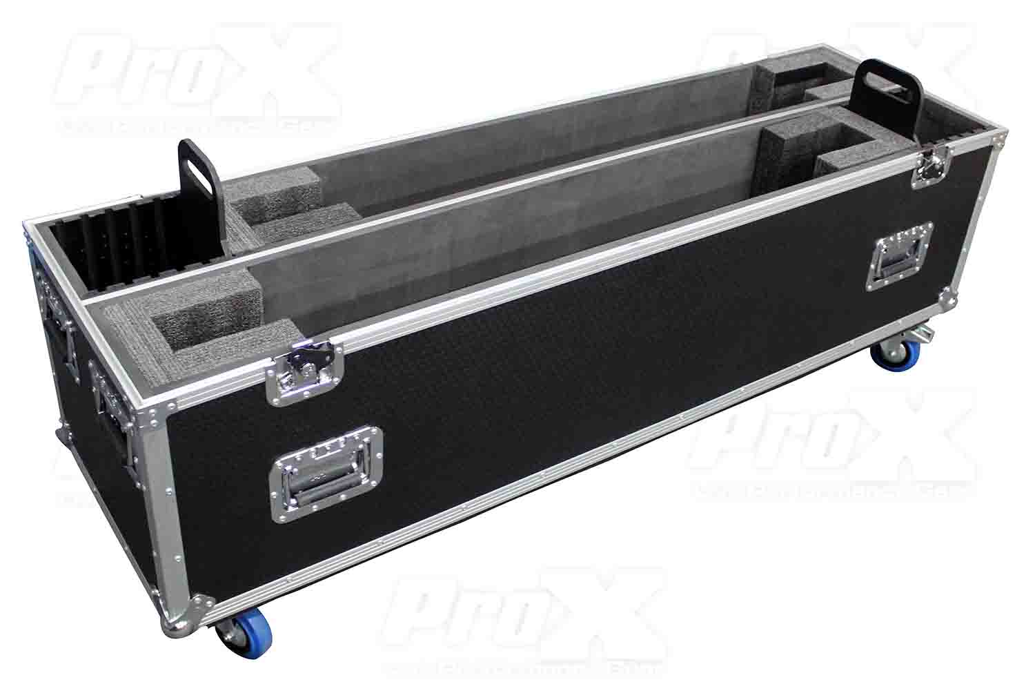 ProX XS-LCD7080WX2 Adjustable Flight Case for Flat Panel Monitor LED-LCD-Plasma TV Dual 70" to 80" W-4" Casters - Hollywood DJ