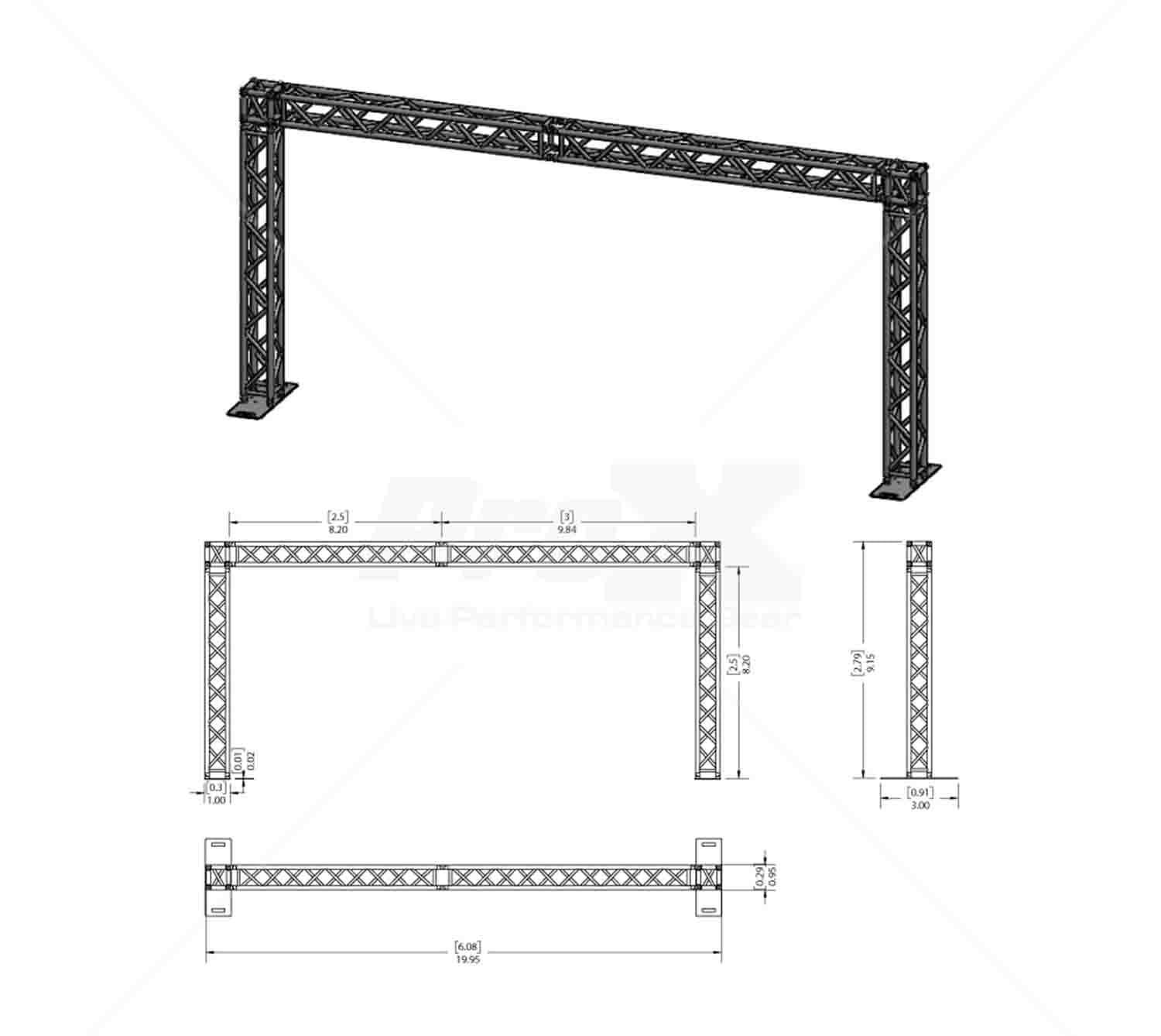 ProX XTP-20X09 Goal Post Design - Actual Size: 19.75 ft W X 9.20ft H - 2mm Heavy Duty Truss - Hollywood DJ