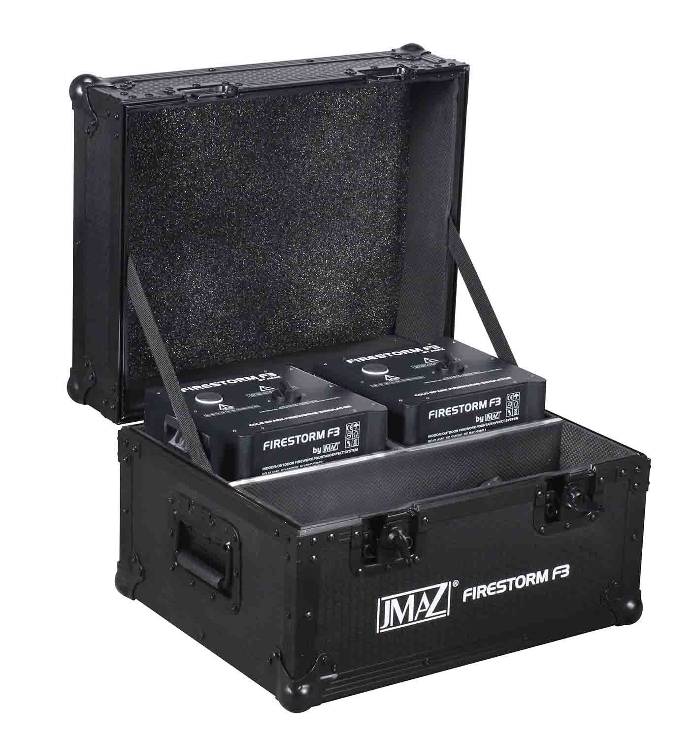 JMAZ JZ4009 2 Firestorm F3 Units in Black Finish, 2 Packs of Granule, and 2 Unit Road Case - Hollywood DJ