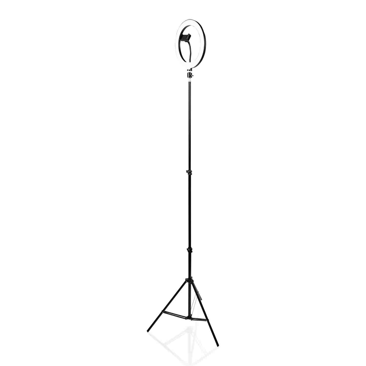 Gator Frameworks GFW-RINGLIGHTTRIPD 10 Inch LED Ring Light Stand with Phone Holder and Tripod Base - Hollywood DJ
