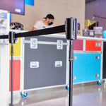 Gravity SA BELT 1 B, Retractable Crowd Barrier Cassette for Stand Mounting - Hollywood DJ