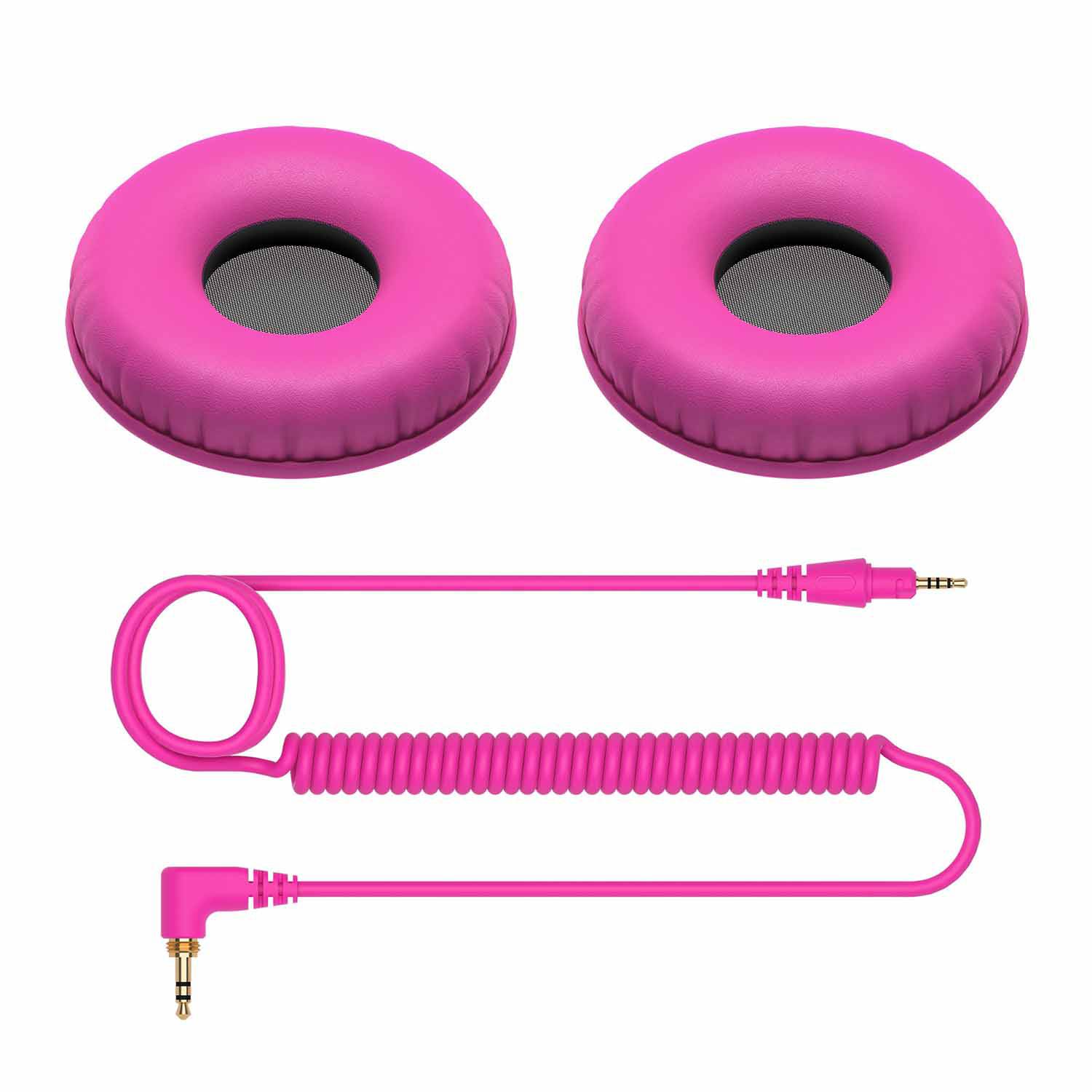 Pioneer DJ HC-CP08-V Coiled Cable and Ear Pads for HDJ-CUE1 Headphones - Pink - Hollywood DJ