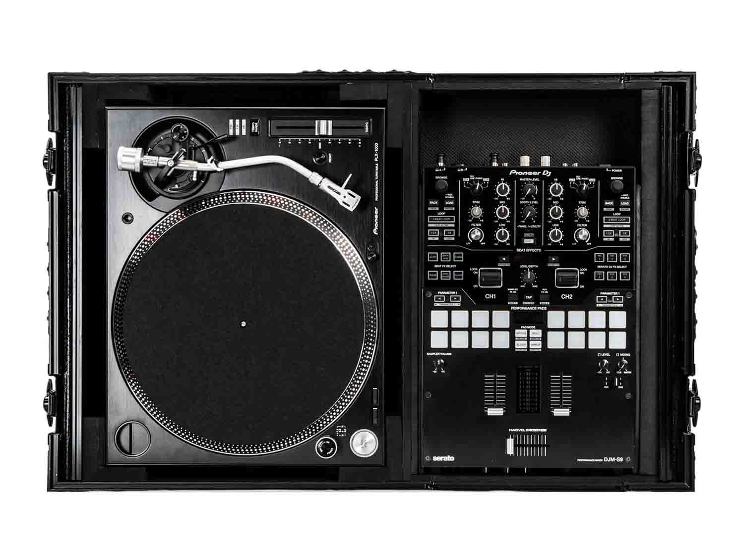 Odyssey FZGS1BM10WBL Black 10″ Format DJ Mixer and Turntable Coffin Flight Case with Glide Platform - Hollywood DJ