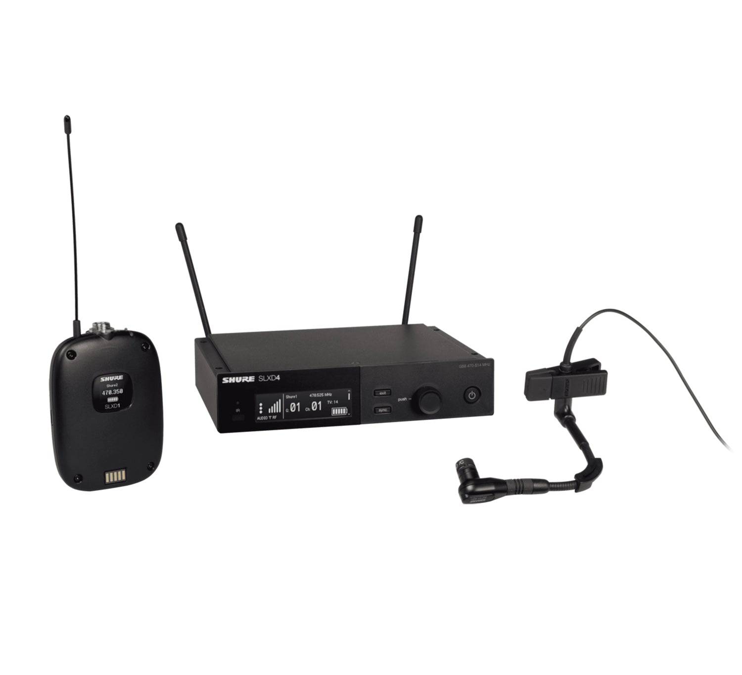 Shure SLXD14/98H Wireless System With SLXD1 Bodypack Transmitter and Beta 98H/C Miniature Instrument Microphone - Hollywood DJ