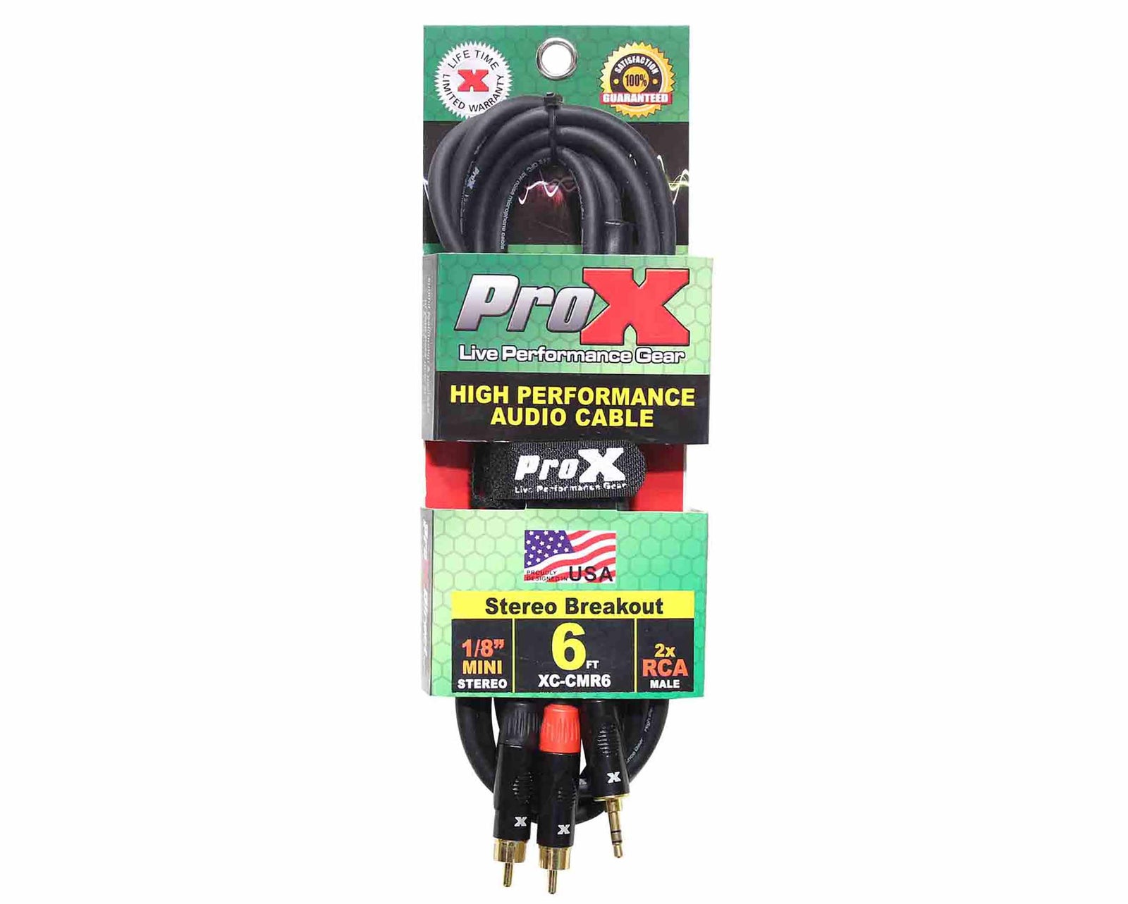 Prox XC-CMR6 Unbalanced 1/8" Mini TRS-M to Dual RCA-M High Performance Audio Cable - 6 Feet by ProX Cases