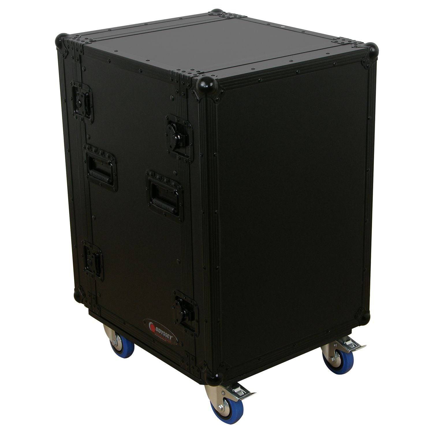 Odyssey FZAR16WBL, 16U Pro Amp Rack with Casters - Black - Hollywood DJ