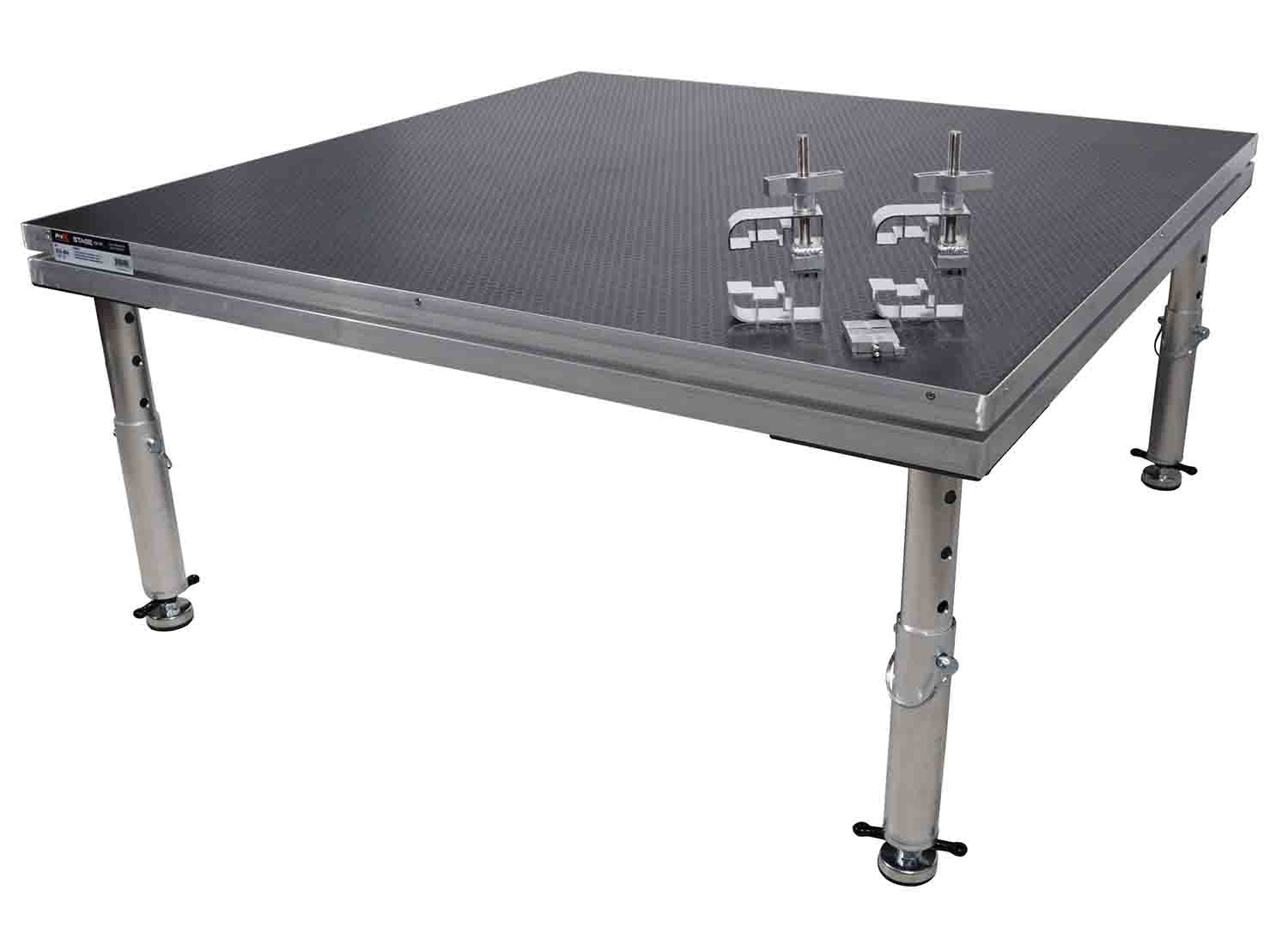 ProX XSU-4X4 Stage One 4' x 4' Ft Stage Deck Incl. 16-22-inch (24-in Extended) Telescoping Legs, and Deck Leveling Clip - Hollywood DJ