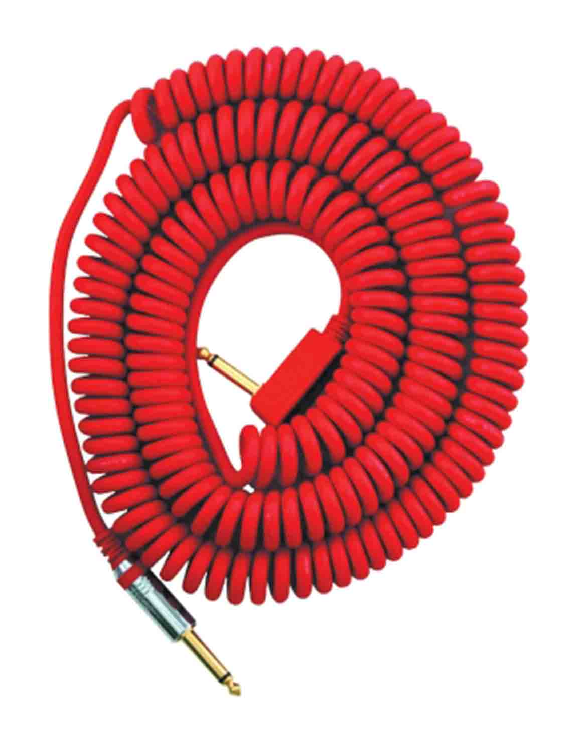 Korg Vintage Coiled Guitar Cable High-Quality 29.5' Cable with Mesh Bag - Red - Hollywood DJ
