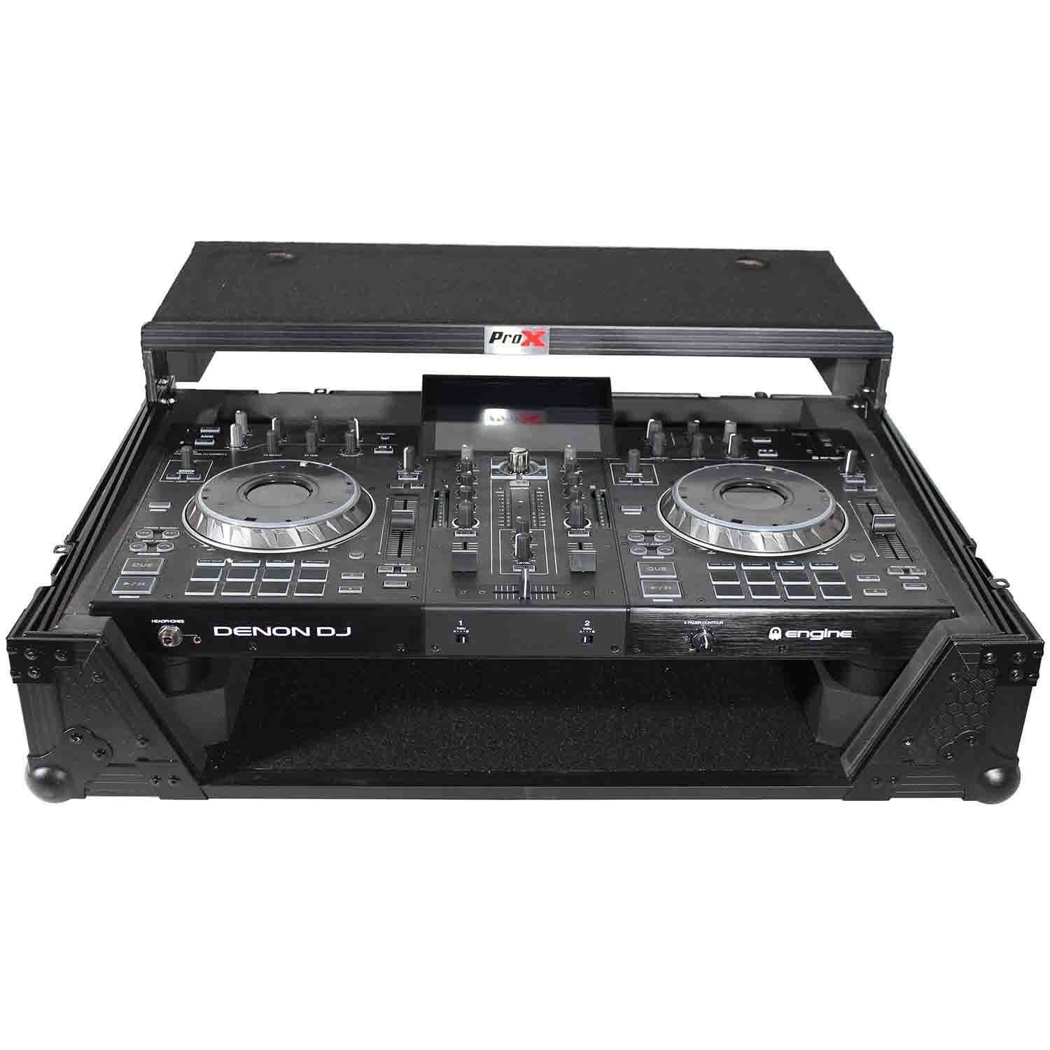 ProX XS-PRIME2 LTBL DJ Flight Case for Denon Prime 2 Standalone DJ System - Black on Black - Hollywood DJ